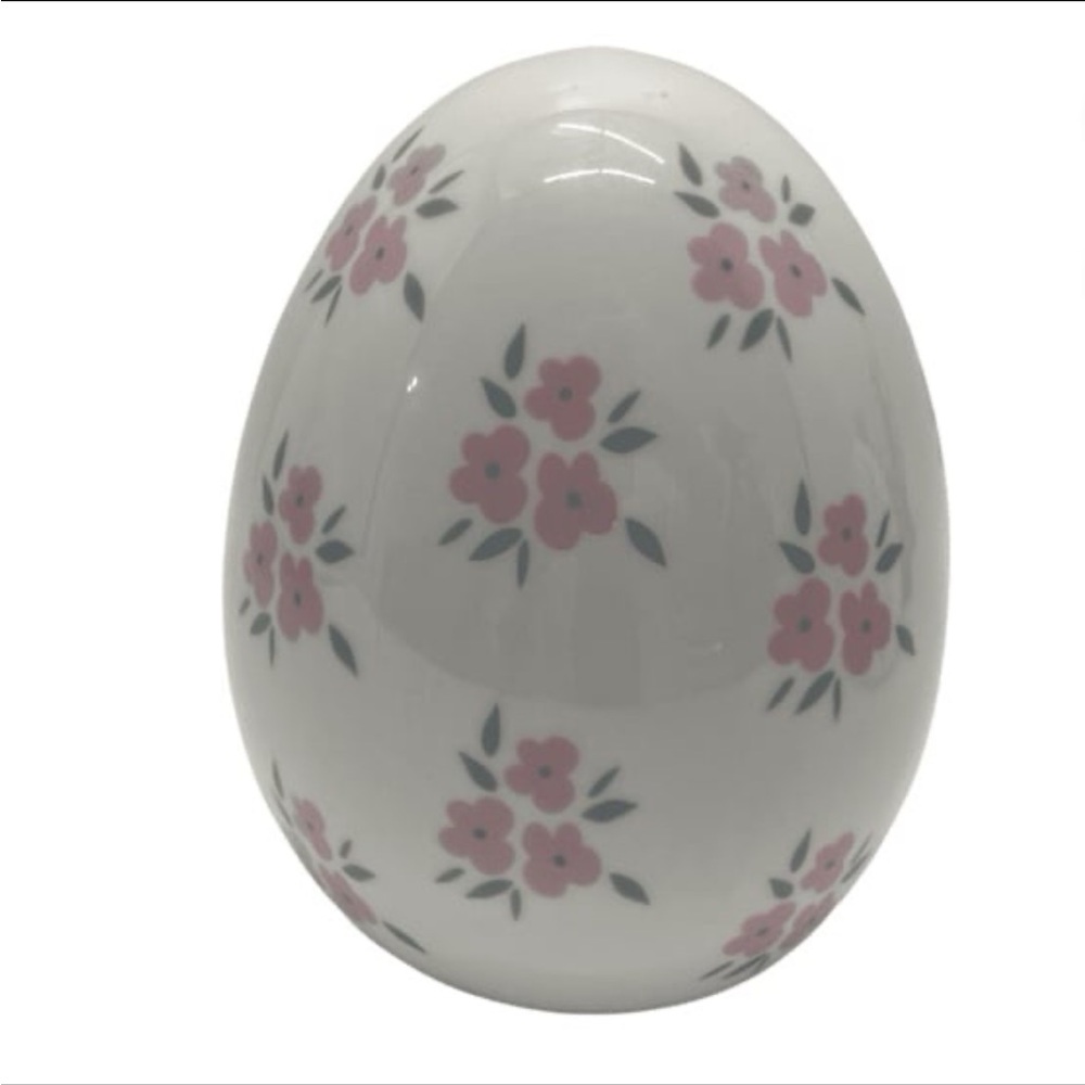 My Texas House Ceramic
Flower Easter Egg Decoration, Pink and White, 6"